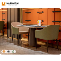 Meubles de restaurant modernes de luxe en cuir : banquettes, tables et chaises design pour usage commercial, hôtelier, bar à domicile et salon.