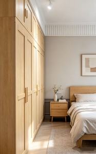 Modern Wooden <b>Wardrobe</b> Shaker Style Hinged Doors Wood Handles Freestanding <b>Large</b> Capacity Bedroom Furniture Scandinavian Design - Product Image 3