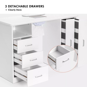 Meuble de salon multifonctionnel : <span class=keywords><strong>Table</strong></span> de <span class=keywords><strong>manucure</strong></span> de haute qualité avec tiroirs et étagère à vernis à ongles blanche - Product Image 4