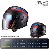 Casco BEON BR23 de Fibra de Carbono 3/4 con Doble Visor, Certificado 3C, Diseño Retro Abierto para Motocicleta y Bicicleta Eléctrica, Ligero para Todas las Estaciones