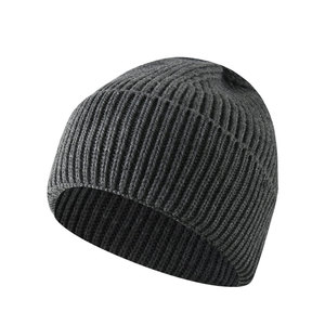 Gorro de punto acrílico grueso para hombres y mujeres, gorro cálido de invierno de color sólido, gorro elástico a prueba de viento - Product Image 2