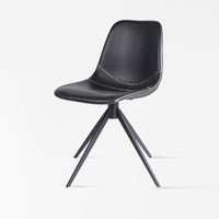 [En stock] Chaise de salle à manger nordique moderne minimaliste en métal avec revêtement en cuir noir, design sans accoudoirs, pour usage domestique, chaise de salle à manger de luxe