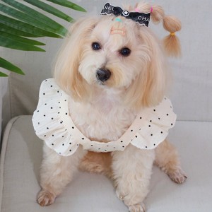 Vestido de verano con lazo y mangas cortas con perlas y lunares, adecuado para gatos y perros, agradable para la piel y cómodo, apto para todos. - Product Image 3