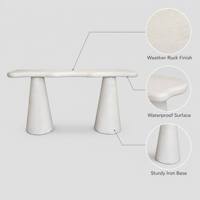 Table console en forme irrégulière de roche blanche patinée KD pour salon, entrée, intérieur