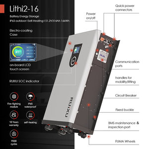 Nouvelle batterie solaire LiFePO4 51,2 V 314 Ah 2025 |   Marque Ruixu |   >9500 cycles, garantie de 10 ans |   Montage au sol |   Stock local aux États-Unis - Product Image 2