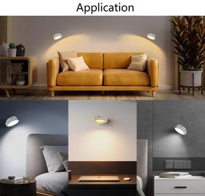 Lampe murale moderne sans fil <span class=keywords><strong>rechargeable</strong></span> à LED pour chambre à coucher, intensité réglable, rotation à 360°, télécommande, 3 CCT, détecteur de mouvement, veilleuse - Product Image 6