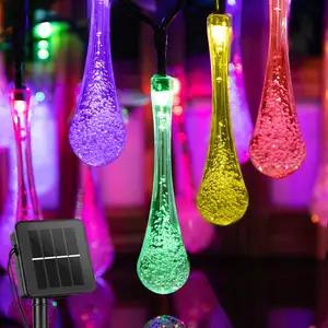 20 led Water Drop string luzes decorativas solares Diwali feriado iluminação árvore de natal decoração luzes ao ar livre