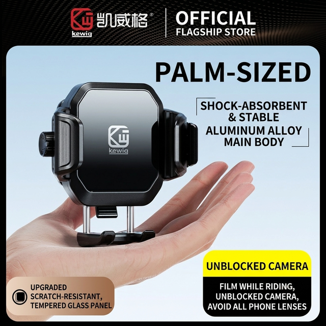 KEWIG Universal Shockproof Metal Phone Mount with Qi & USB-C Wireless Fast Charging, Anti-Vibration Holder for Motorcycle