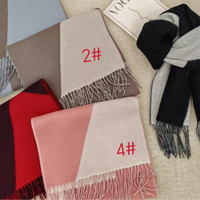 Écharpe longue réversible 100% laine à motif à carreaux, respirante, durable, douce, avec franges, pour l'hiver, unisexe