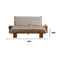 Lit en bois massif de style japonais en chêne, idéal pour petit appartement, moderne et simple, style rondins, lit double, mobilier de chambre, grand lit double