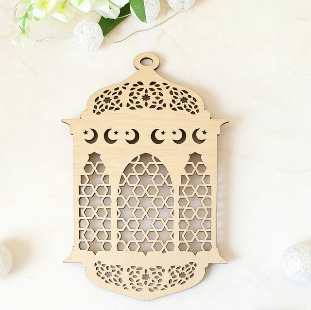 Eid Mubarak Ramadan Wooden Islamic Designs to Hang Islamic Ornament with String Decoration Muslim Gifts Ready to hang