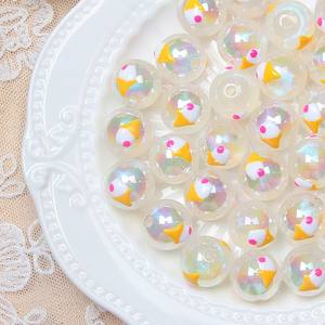 Cuentas redondas nuevas pequeñas y frescas Diy cuentas pintadas coche colgante pulsera accesorios cuentas acrílicas cuentas de tulipán animales lindos - Product Image 3