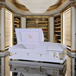Ataúdes dorados de estilo europeo americano al por mayor, ataúd de lujo para adultos, interior rico en Color dorado, suministros funerarios para interiores y exteriores - Product Image 1