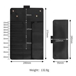 Makeup Brush Roll Bag Roll up Cosmetic Bag PU Leather Repair Tool Roll Bag PU Leather Foldable Makeup Brush Travel Organizer - Product Image 2