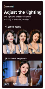 Portable Rechargeable LED Fill <strong>Light</strong> Mirror Adjustable Brightness with Magnetic Phone Holder Photographic Lighting - Product Image 2