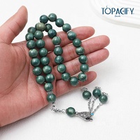 Collier de prière saoudien arbre de vie pierre multicolore Tasbih Islam chapelet Hamsa Allah perles pour musulman