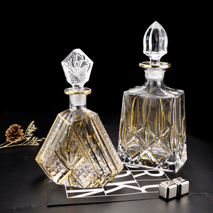 Decantador <span class=keywords><strong>de</strong></span> whisky con borde dorado personalizado, botella <span class=keywords><strong>de</strong></span> <span class=keywords><strong>vino</strong></span> <span class=keywords><strong>de</strong></span> lujo con borde dorado <span class=keywords><strong>para</strong></span> fiesta en casa, nuevo diseño - Product Image 4