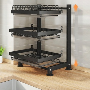 Escurridor de Platos de Metal Ajustable en Altura para Almacenamiento en la Cocina, Bandeja para Platos, Escurridor de Platos, Secador de Platos, Escurridor de Acero Inoxidable - Product Image 3