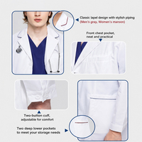 Blouse de laboratoire médicale professionnelle ANNO pour médecins et infirmières, antistatique, respirante, en tissu T/C, blanche, avec passepoil contrastant