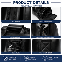 Sac de voyage en cuir PU avec compartiment à chaussures indépendant, sac de sport pour la gym et les week-ends avec bandoulière