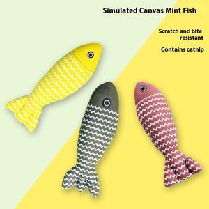 Dibujos animados <span class=keywords><strong>Catnip</strong></span> Fish Teasing Stick Lino Mint Simulated <span class=keywords><strong>Pet</strong></span> <span class=keywords><strong>Toy</strong></span> para autoplacer Alivio del aburrimiento Juguete de pez resistente a mordeduras para gatos - Product Image 2