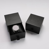Emballage de montre en carton noir mat en deux pièces d'approvisionnement d'usine avec insert en velours Base de couvercle personnalisée boîte-cadeau d'impression en relief