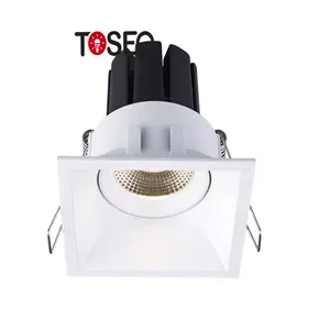 Cob 220伏发光二极管筒灯嵌入式方形防眩光聚光灯Ip20防火发光二极管天花板筒灯现代白色、黑色