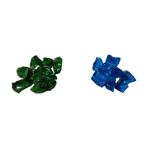 Bon prix 12-20mm bleu clair grand vert grand aménagement paysager verre roches verre de jardin pour verre de feu