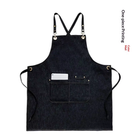 Nouvelle Tendance Tablier de Travail en Jean Durable Sans Manches Unisexe Lavable et Réutilisable pour Restaurant, Café, Salon de Beauté et Onglerie
