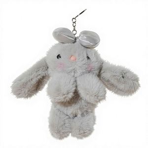 Fleece Toy Rabbit Keychain with Bow 15cm <b>Cute</b> Plush Ornament Bag Hanger <b>Doll</b> - Product Image 2