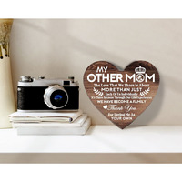 Panneau en bois en forme de coeur d'art populaire écologique décoration de cadeau de fête des mères maman amour ornement de bureau cadeau d'anniversaire pour maman