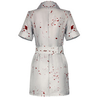 Costume d'infirmière sanglante pour femme, uniforme médical d'horreur, robe avec casquette et poches, pour adulte, sexy, pour Halloween, carnaval et fête