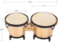Gelsonlab HS-4BS Bongo Drum Set, 2 Sets Percussion Instrument, FSC Wood and Metal Drum for Kids Adults Beginners