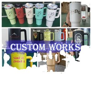 Mug de voyage OEM 40 oz H2.0 en acier inoxydable thermique sous vide, gravé, tasse à café 30 oz, gobelet 40 oz avec poignée - Product Image 4