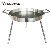 Wajan Penggorengan Kompor Kayu Bakar dengan 3 Kaki, Wajan Stainless Steel dengan 2 Pegangan, Wajan Masak untuk Piknik dan Pesta, untuk Arang dan Gas Luar Ruangan