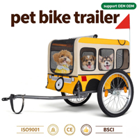 Remorque de vélo pliable pour animaux de compagnie, poussette pour animaux de compagnie, roues de 20 pouces, 2 portes, réflecteurs, cadre métallique, capacité de charge de 40 kg, grande remorque de vélo pour chien