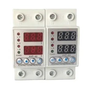 Din Rail Dual Display Adjustable Over Voltage Current and Under Voltage Protective Device Protector Relay 40A 63A 80A 220V 230V