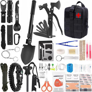 ชุดอุปกรณ์เอาชีวิตรอดฉุกเฉินพร้อมพลั่วอเนกประสงค์ อุปกรณ์ปฐมพยาบาล อุปกรณ์กู้ภัยสำหรับตั้งแคมป์กลางแจ้ง ด้ามจับไนลอนสีดำรูปตัว D - Product Image 1