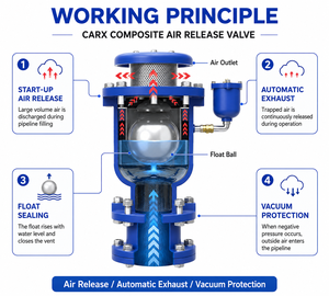 Válvula de Escape de Aire Automática con Brida de Acero al Carbono Compuesto <span class=keywords><strong>CARX</strong></span> para Tuberías de Agua PN10 PN16 - Product Image 4