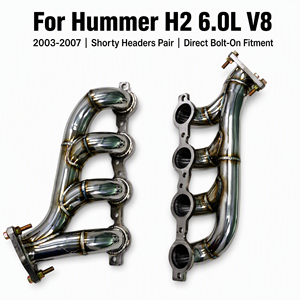 Par de Colectores de Escape Cortos SS304 4-en-1 Soldados con TIG para <span class=keywords><strong>Hummer</strong></span> H2 6.0L V8 2003-2007 con Juntas y Herrajes Incluidos - Product Image 1