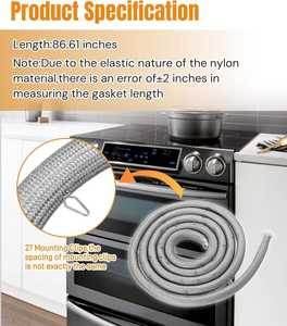 Joint d'étanchéité de porte de <span class=keywords><strong>four</strong></span> DG63-00255B, 86 pouces de long, 27 clips de fixation pour fours <span class=keywords><strong>Samsung</strong></span>, remplace DG63-00255A 3554990 - Product Image 2
