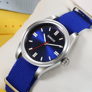 Système de bracelet de montre en nylon noir personnalisé montres à quartz étanches 5 ATM pour hommes boîtier en acier inoxydable verre 20mm à énergie solaire - Product Image 2