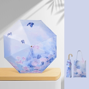 Paraguas con Mango Dorado, Personalizable OEM, Protección UV, Reforzado, Doble Uso para Sol y Lluvia, Portátil, Plegable - Product Image 2