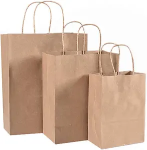 Prezzo basso Logo personalizzato stampa vari colori marrone regalo Shopping take away to go borse sacchetto di carta Kraft con manici