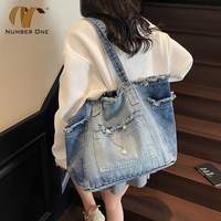 Sac à main décontracté pour femme, sac de plage, sac à bandoulière, sac fourre-tout en jean réutilisable et personnalisé, fabriqué en Chine
