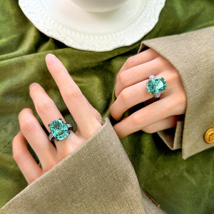 Nouvelle bague haut de gamme 2025 en cuivre plaqué or, imitation nid d'oiseau Chopala vert, pour femme, 12*16 - Product Image 4