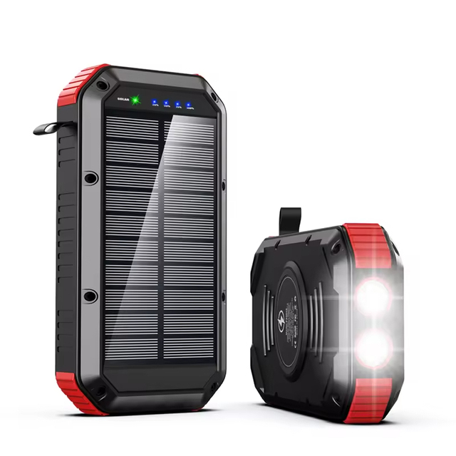 30000mAh Waterproof Solar Power Bank 22.5W PD Fast Charging Wireless Portable Charger with LED Light