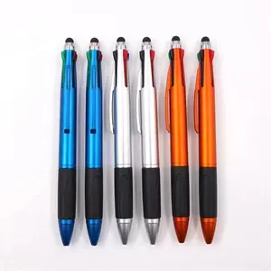 Высококачественная рекламная шариковая ручка 4 цветов со стилусом