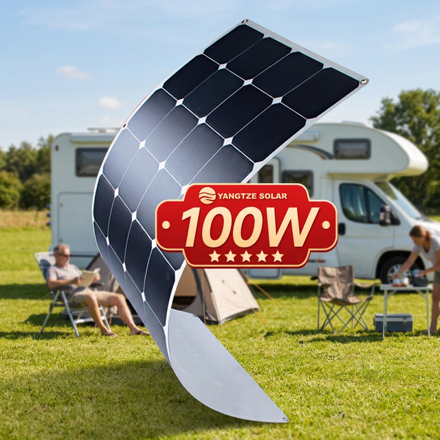 100W High Conversion 23% Efficiency Flexible Monocrystalline Solar Panel CE TUV Certified Lightweight Bendable RV Boat Camping