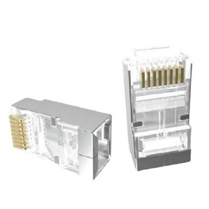 Cat6 Shielded <b>RJ45</b> Connector Metal Silver Shell 8P8C Ethernet Plug For Network <b>Cables</b> - Product Image 2